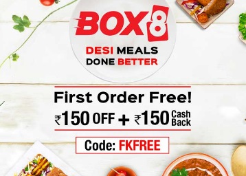 Grab Your First Meal Free : Get Flat Rs. 150 Off + Rs. 150 Cashback at Box8