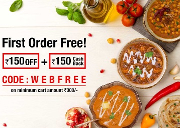Grab Your Meal Free : Get Flat Rs. 150 Off + Rs. 150 Cashback