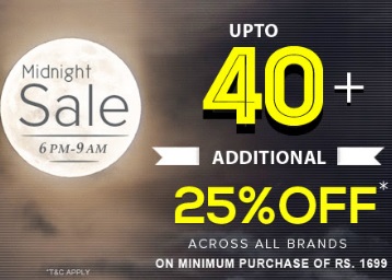 Clothing, Footwear & More Upto 40% off + 25% off + 20% Cashback