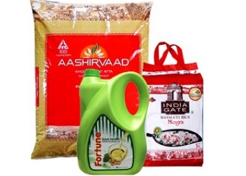 Ashirwad Atta 10 Kg + India Gate Rice 5 Kg + Fortune Soyabean Refined Oil 5 ltr